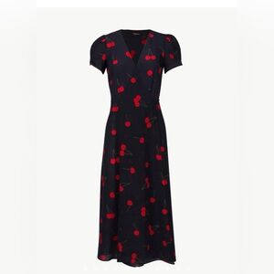 Realisation Par Black Dress with Red Cherry Print